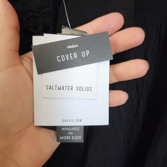 O’Neill Saltwater Solids Bell Sleeve Coverup Tunic Dress in Black size Large - Picture 5 of 7